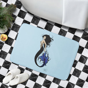 Blue Tribal Mermaid  Bath Mat