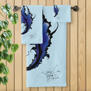 Blue Tribal Mermaid Bath Towel Set