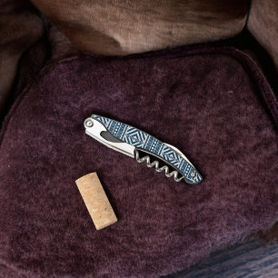 Blue Tribal Pattern Art Corkscrew