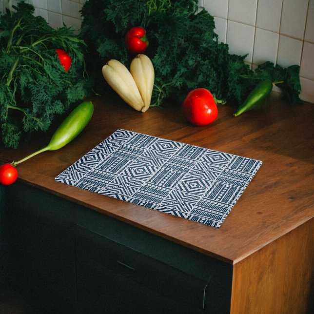 Blue Tribal Pattern Art Cutting Board (Chopping Board)