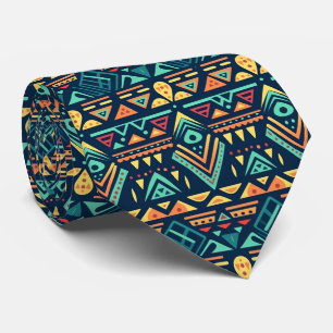 Blue Tribal Pattern Monogrammed  Tie