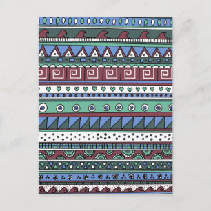 Blue tribal pattern postcard