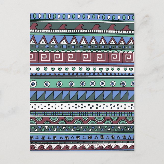 Blue tribal pattern postcard (Front)
