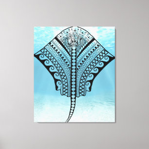 Blue Tribal Stingray Canvas Print