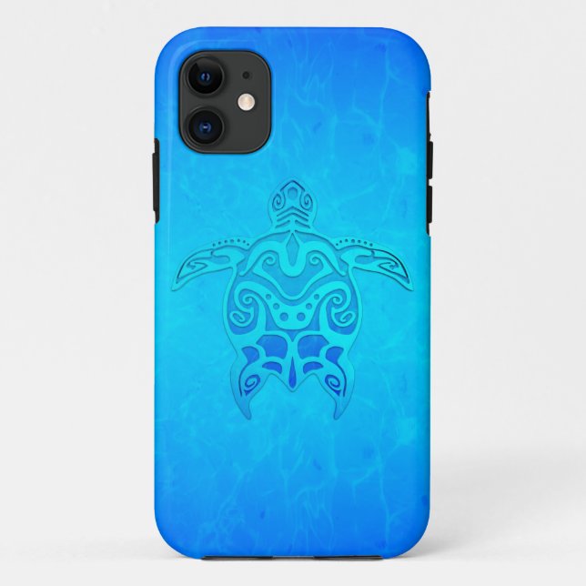 Blue Tribal Turtle Case-Mate iPhone Case (Back)