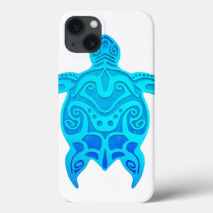 Blue Tribal Turtle iPhone 13 Case