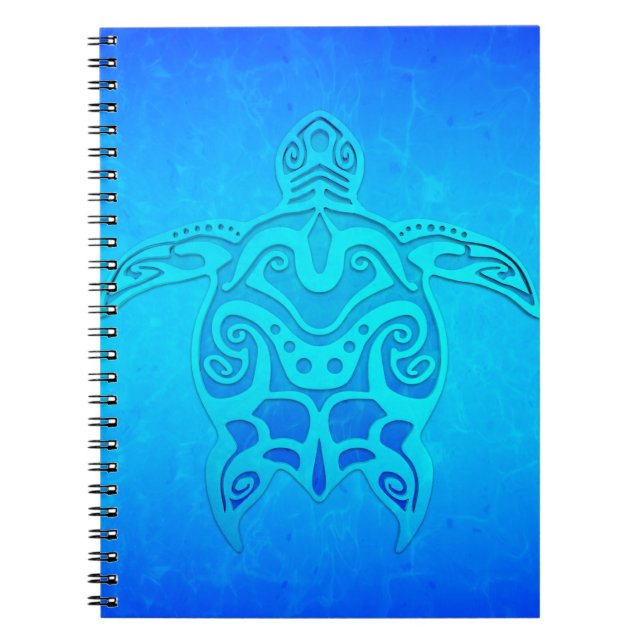 Blue Tribal Turtle Notebook (Front)