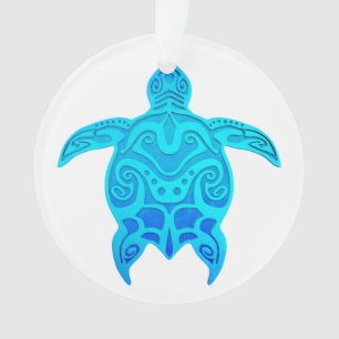 Blue Tribal Turtle Ornament