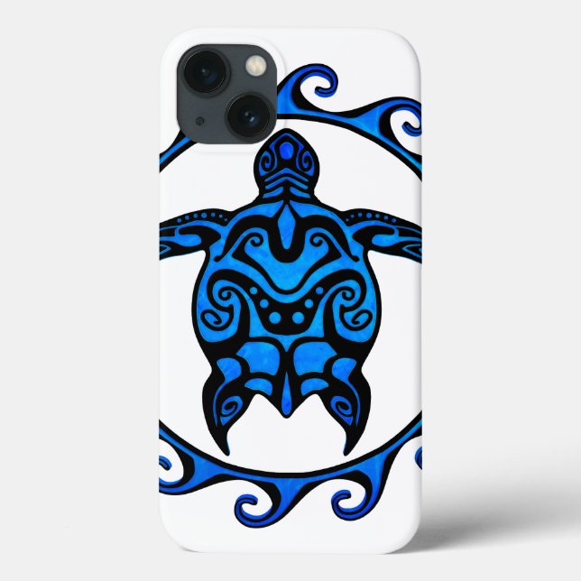 Blue Tribal Turtle Sun Case-Mate iPhone Case (Back)