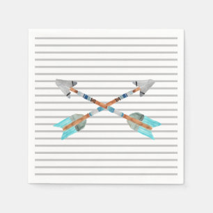 Blue tribal wild one birthday party napkin