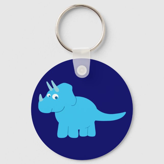 Blue Triceratops Dinosaur Keychain (Front)