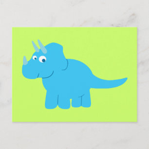 Blue Triceratops Dinosaur Postcard