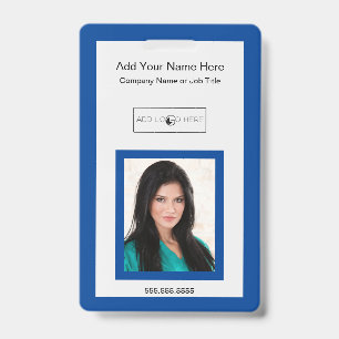 Blue trim add photo logo identification badge