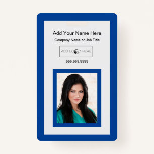 Blue trim add photo logo identification badge