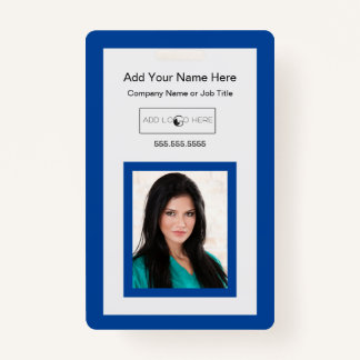 Blue trim add photo logo identification badge