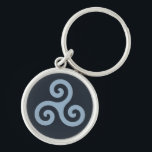 Blue Triskelion Keychain<br><div class="desc">Spiral Triskelion symbol in shades of blue.</div>