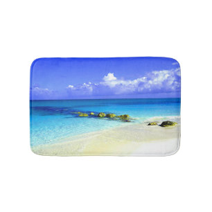 Blue Tropic Waters With White Sandy Beach Bath Mat