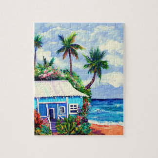 Blue Tropical Beach House of Kauai Puzzle