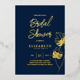 Blue Tropical Disco BRIDAL SHOWER Gold Leaves