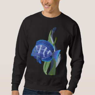 Blue Tropical Fish Watercolor Illustration Carolin Sweatshirt