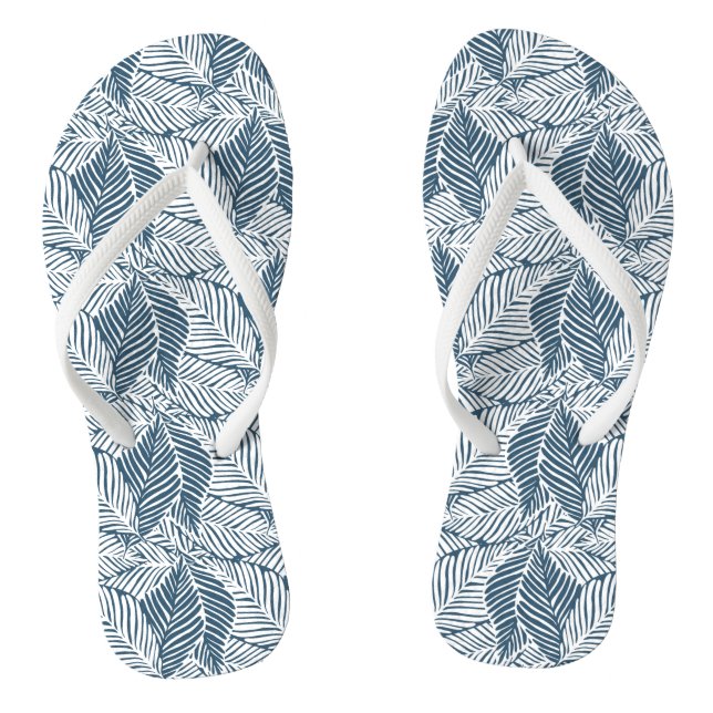 Blue Tropical Flip Flops (Footbed)