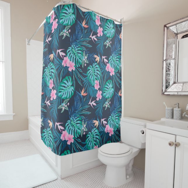 Blue Tropical Flower Garden Pattern (In Situ)