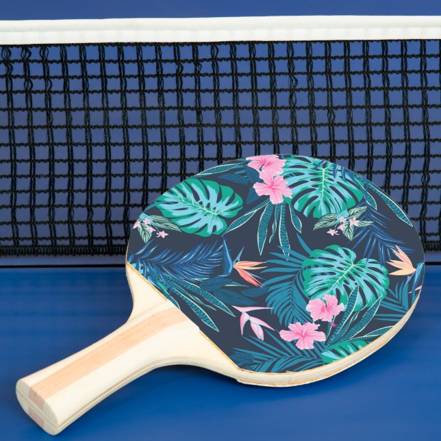 Blue Tropical Flower Garden Pattern Ping Pong Paddle (Insitu)