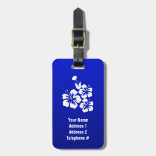 Blue Tropical Flowers Luggage Tag