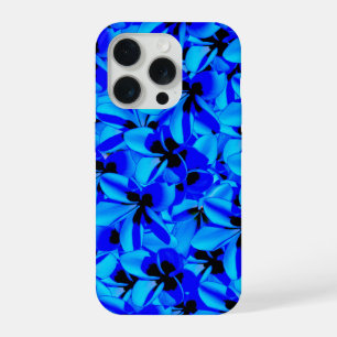 Blue Tropical Frangipani Flowers, Drinking Glass iPhone 15 Pro Case