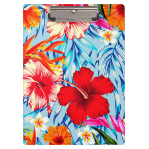 Blue Tropical hibiscus flowers Bath Mat Clipboard