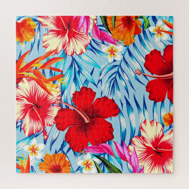 Blue Tropical hibiscus flowers Jigsaw Puzzle (Vertical)