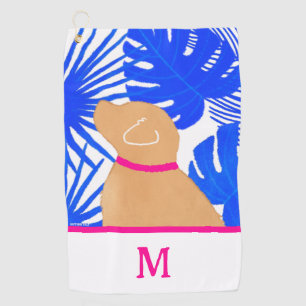 Blue Tropical Island Yellow Dog Golf Serviette