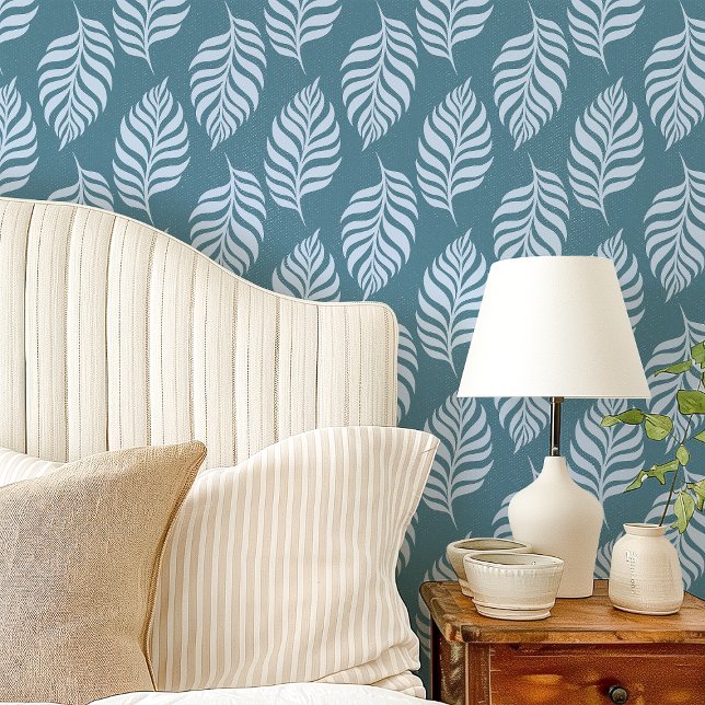 Blue Tropical Leaf Pattern Wallpaper (Creator Uploaded)