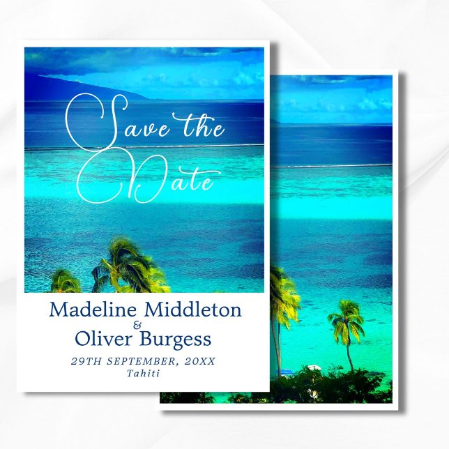 Blue Tropical Ocean Destination Wedding Engagement Save The Date (Creator Uploaded)