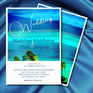 Blue Tropical Ocean Destination Wedding Invitation