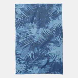 Blue Tropical Palm Leaf Kitchen Towel
