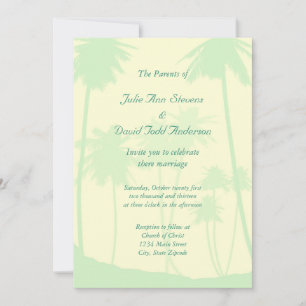 Blue Tropical Palm Tree Wedding Invitation
