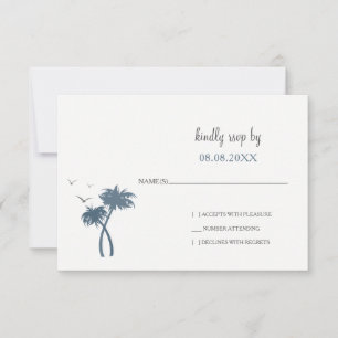 Blue Tropical Palm Tree Wedding rsvp Card