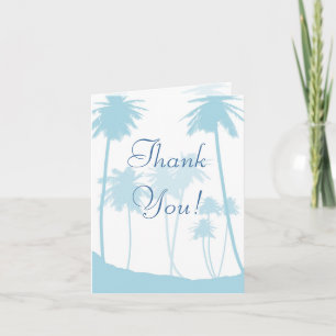 Blue Tropical Palm Tree Wedding Thank You Card