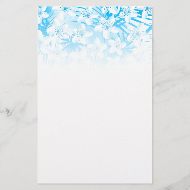 Blue tropical palm trees stationery (Front)
