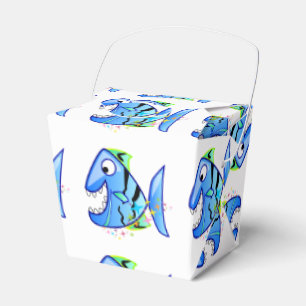 Blue Tropical Piranha with stars Favor Box