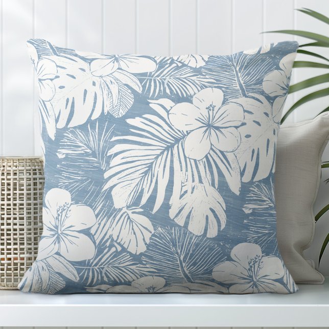 Blue Tropical Throw Pillow (Creator Uploaded)