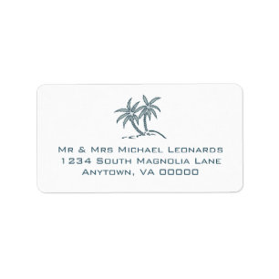 Blue Tropical Twin Palm Trees RSVP Address Labels