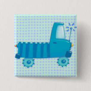 Blue Truck 2 Inch Square Button