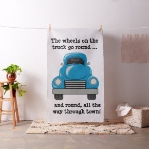 Blue Truck Art Personalized Fabric