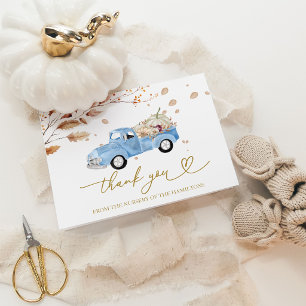 Blue Truck Fall Boy Baby Shower Thank You Card