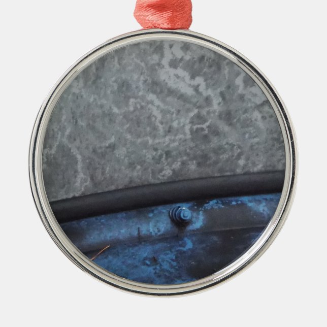 Blue Truck fosted window Metal Ornament (Front)