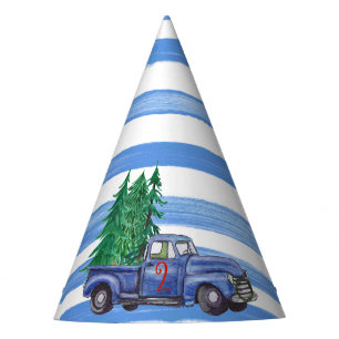 Blue Truck Hat - Blue Stripe - Editable Age