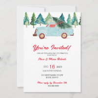 Blue Truck Holiday Party Invitation