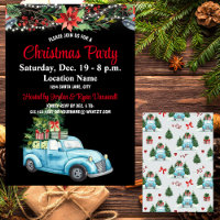 Blue Truck, Lights Foliage Xmas Party Invitation